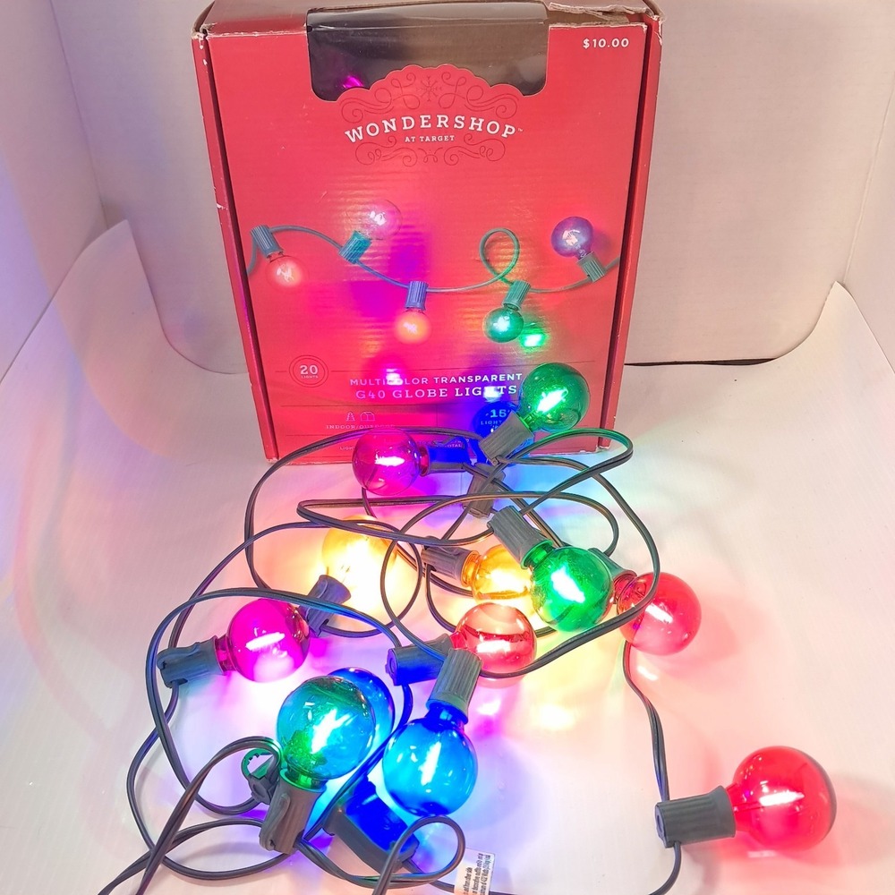 Wondershop Target G40 Globe Lights Multicolor transparent 20 lights Christmas